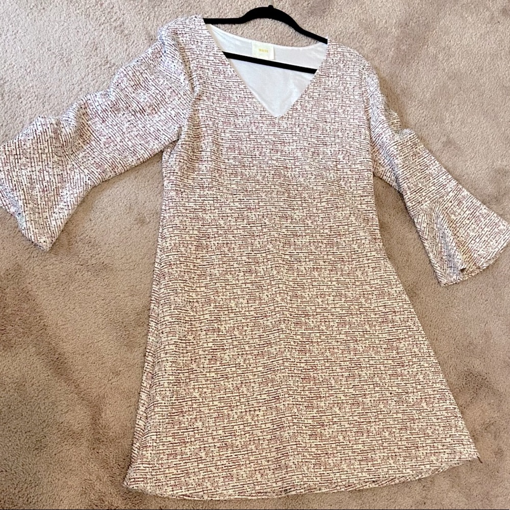 Three quarter sleeve tweed dress